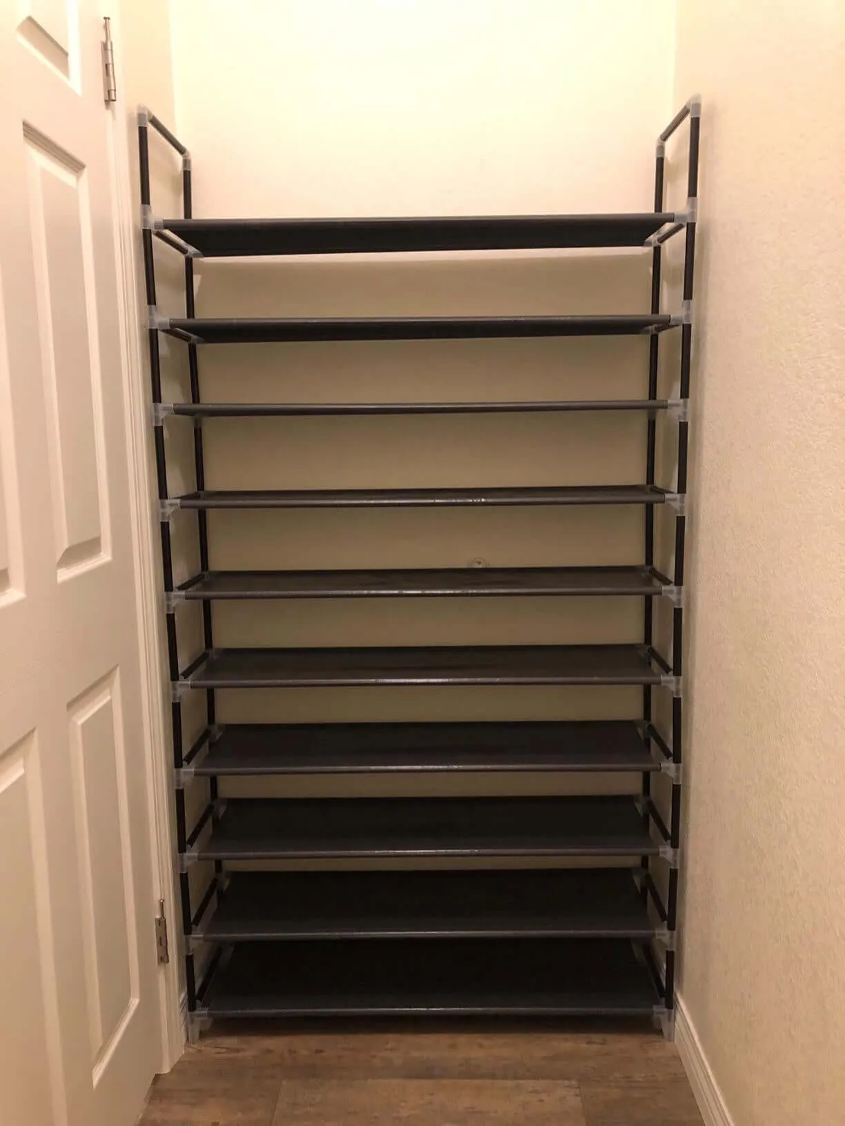 10 Tiers Shoe Rack 50 Pairs Non-Woven Fabric Shoe Tower Organizer Cabinet Black 39.4" x 11.1" x 68.9"
