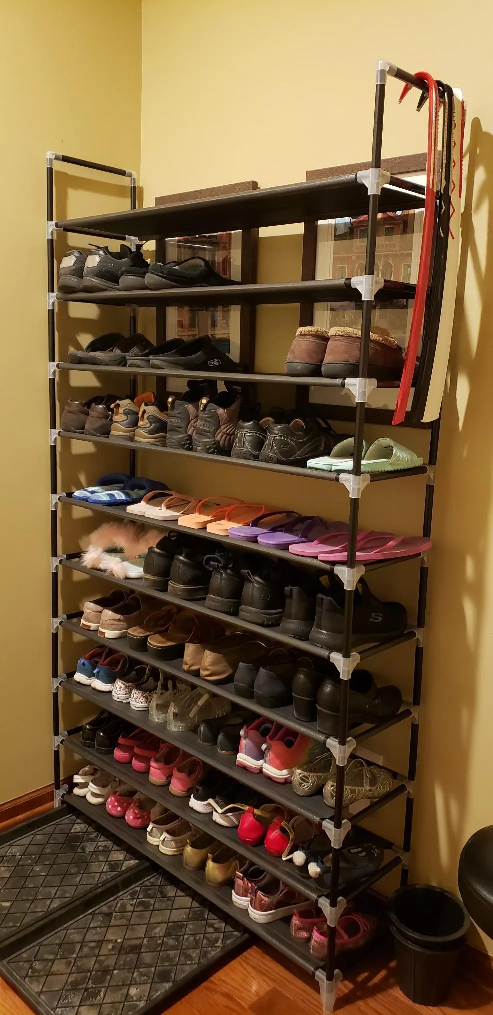 10 Tiers Shoe Rack 50 Pairs Non-Woven Fabric Shoe Tower Organizer Cabinet Black 39.4" x 11.1" x 68.9"