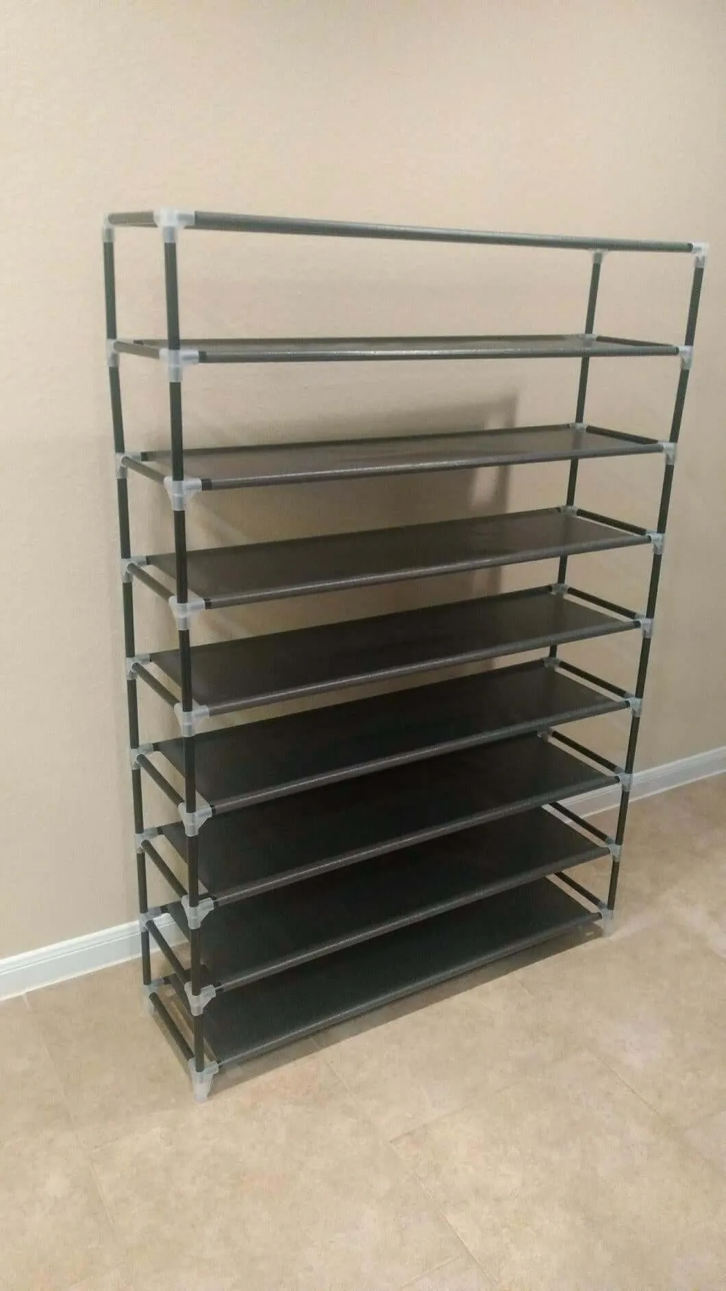 10 Tiers Shoe Rack 50 Pairs Non-Woven Fabric Shoe Tower Organizer Cabinet Black 39.4" x 11.1" x 68.9"