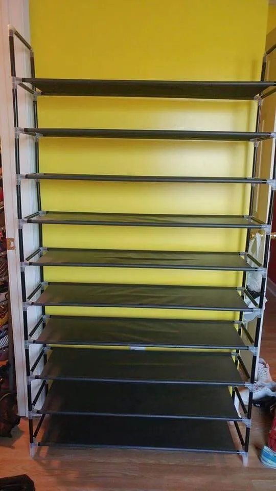 10 Tiers Shoe Rack 50 Pairs Non-Woven Fabric Shoe Tower Organizer Cabinet Black 39.4" x 11.1" x 68.9"