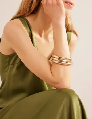 3 Pack Chunky Bangles-Gold