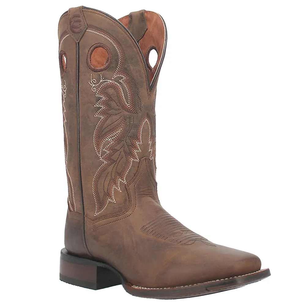 Abram Embroidered Square Toe Pull On Cowboy Boots