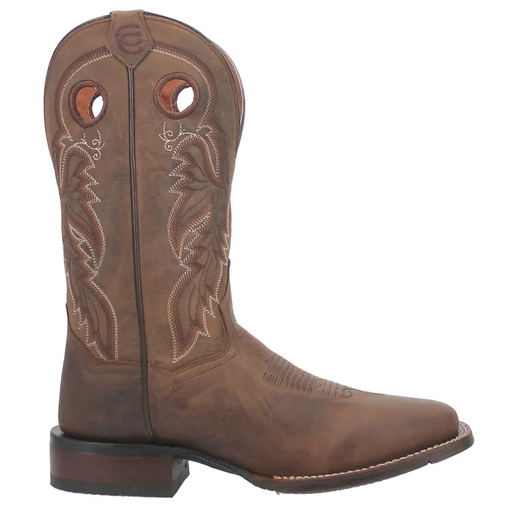 Abram Embroidered Square Toe Pull On Cowboy Boots