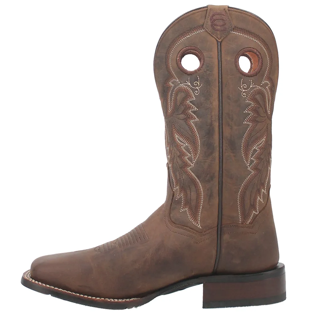 Abram Embroidered Square Toe Pull On Cowboy Boots