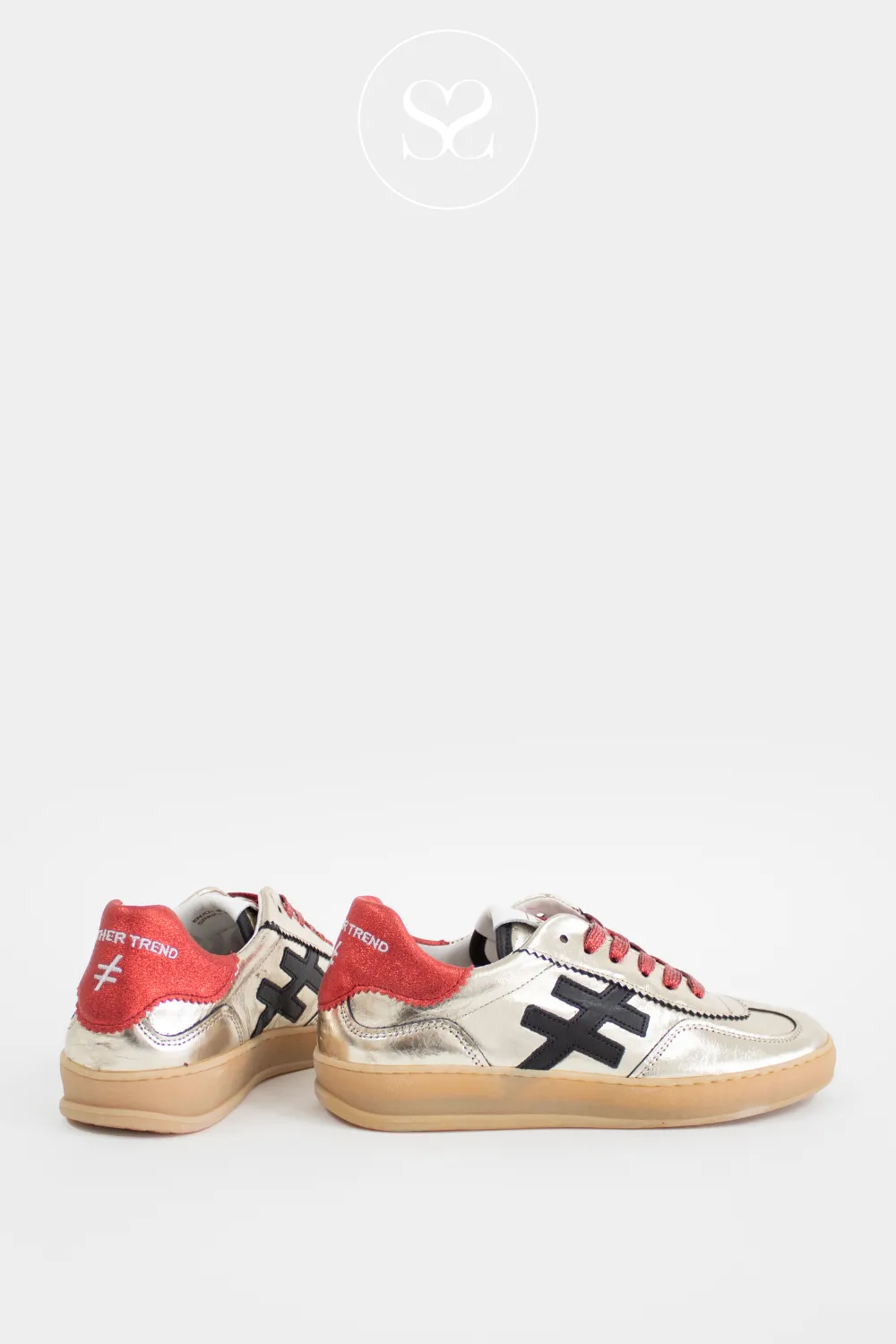 ANOTHER TREND A032 ICONIC GOLD AND RED TRAINERS