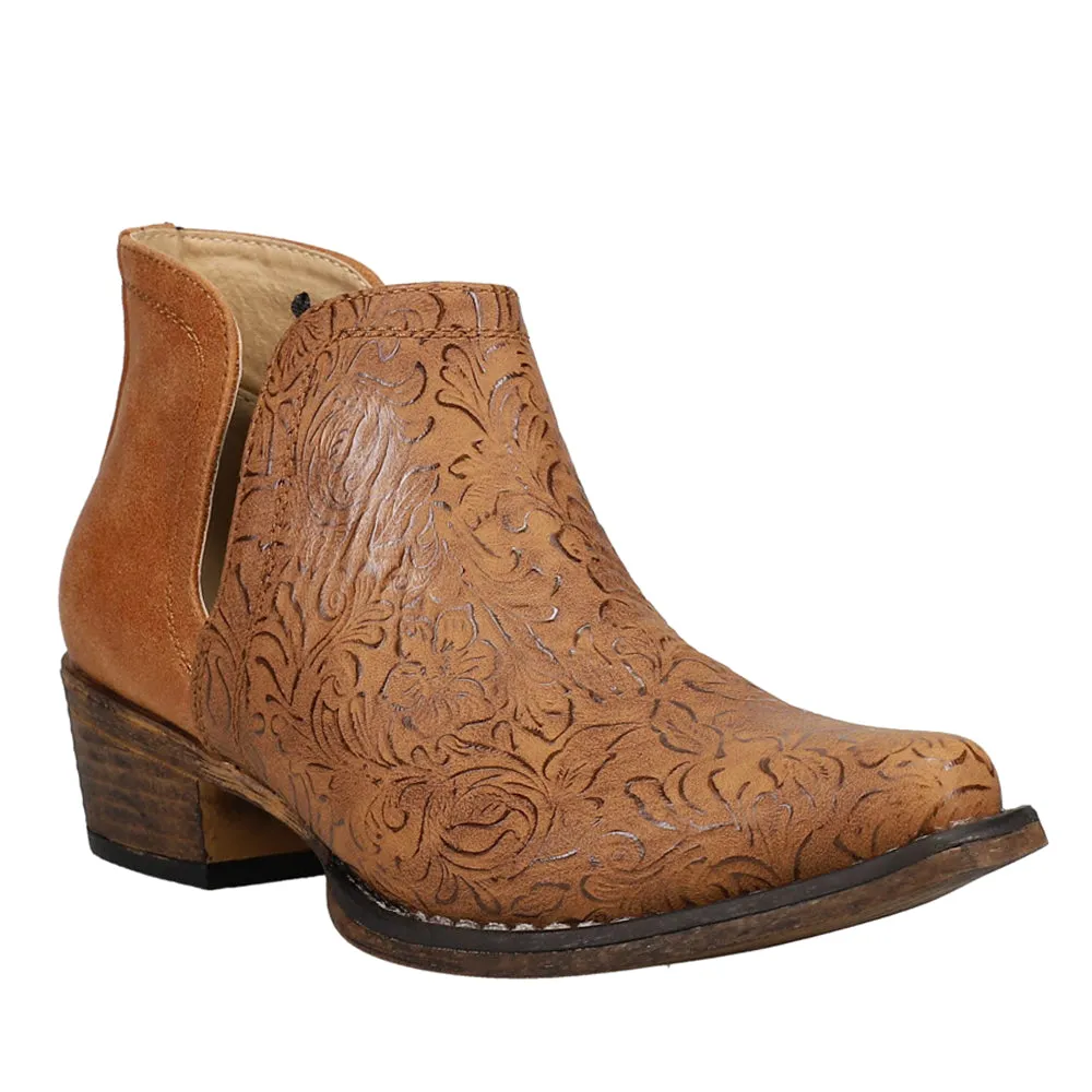 Ava Embossed Snip Toe Pull On Cowboy Booties