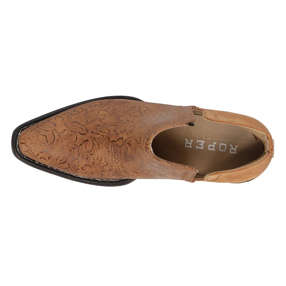 Ava Embossed Snip Toe Pull On Cowboy Booties