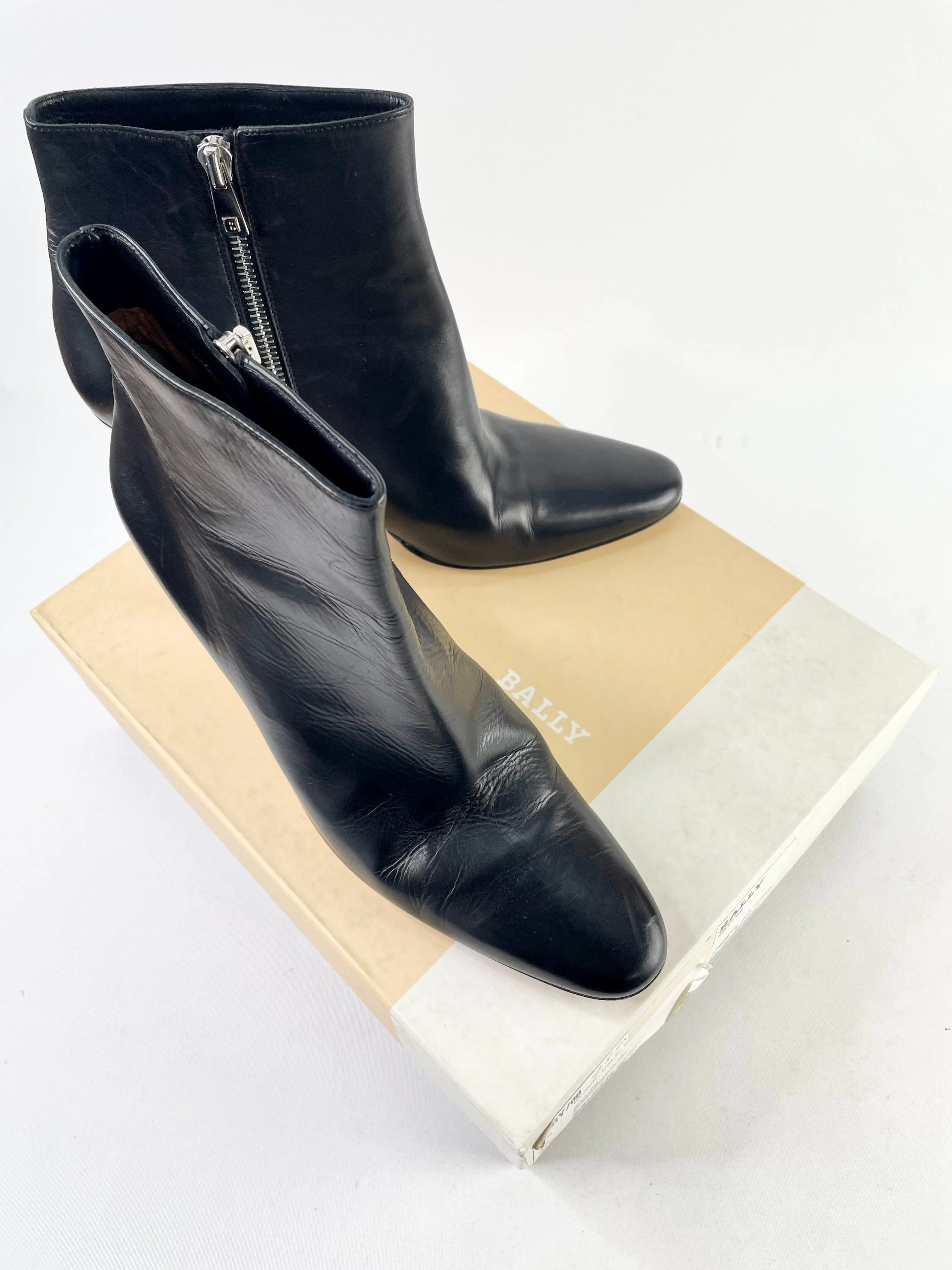 Bally Black Leather Heel Boots - EU41