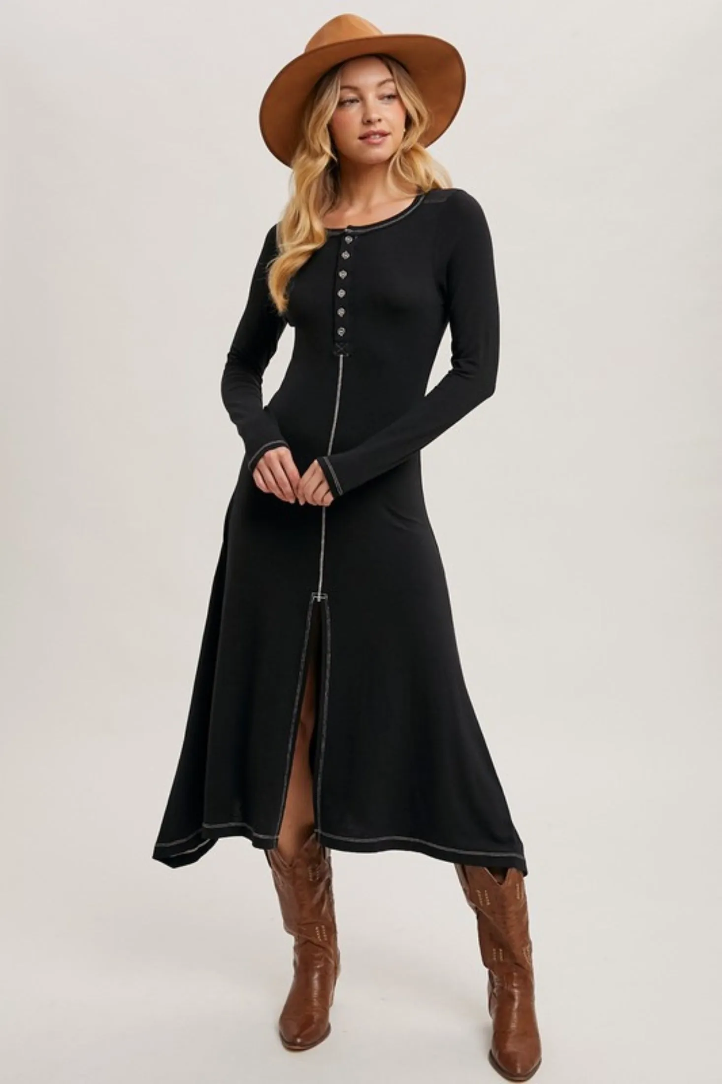 Barnsley Button Down Slit Midi Dress