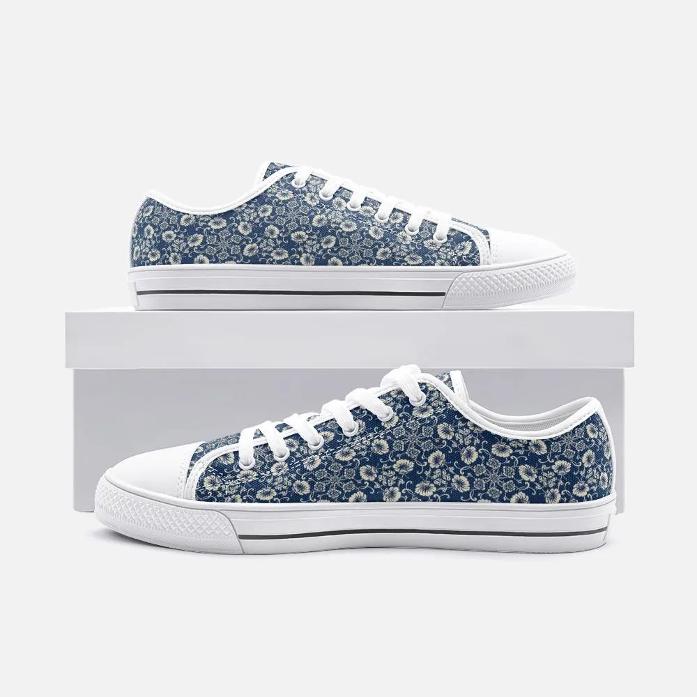 BirdGirls Denim Poppy Unisex Low Top Canvas Shoes