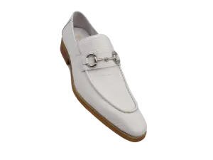 Carrucci white embossed leather men's dress shoes silver buckle