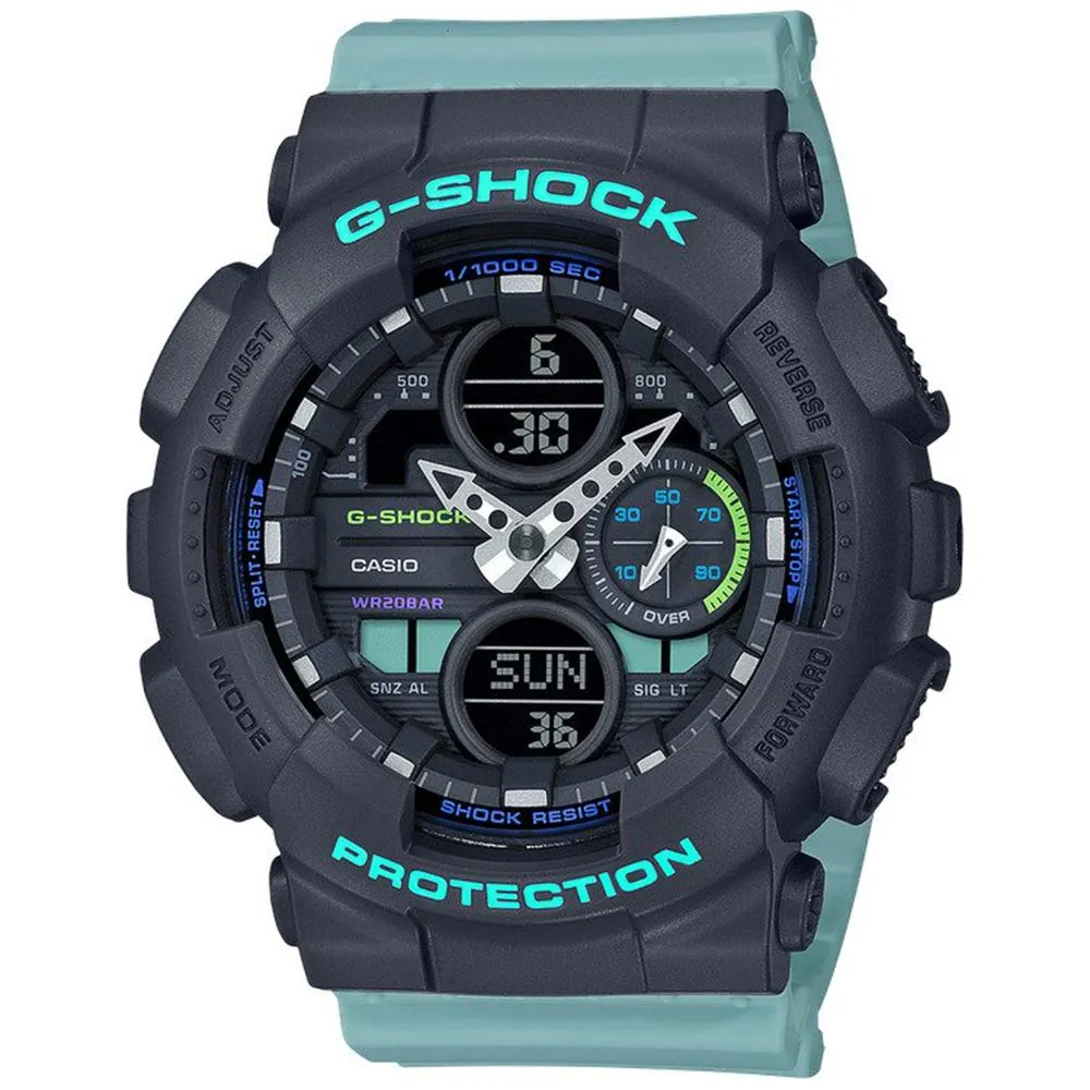 Casio Womens G-Shock BLue Resin Strap Black Analog-Digital Dial Quartz Watch - GMAS140-2A