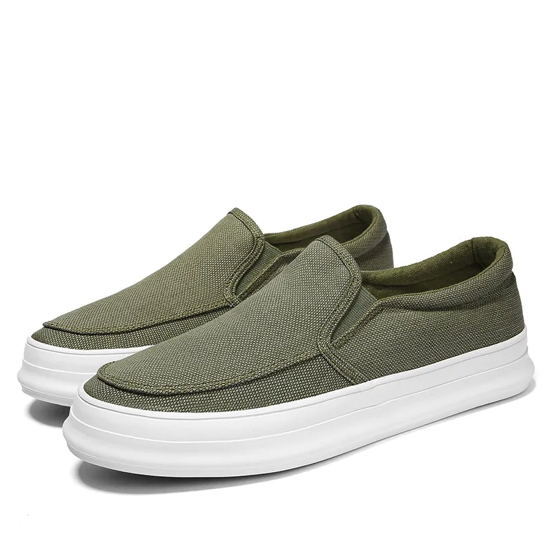 Casual Slip on Canvas Shoes Thick Bottom Loafers for Men | runandup