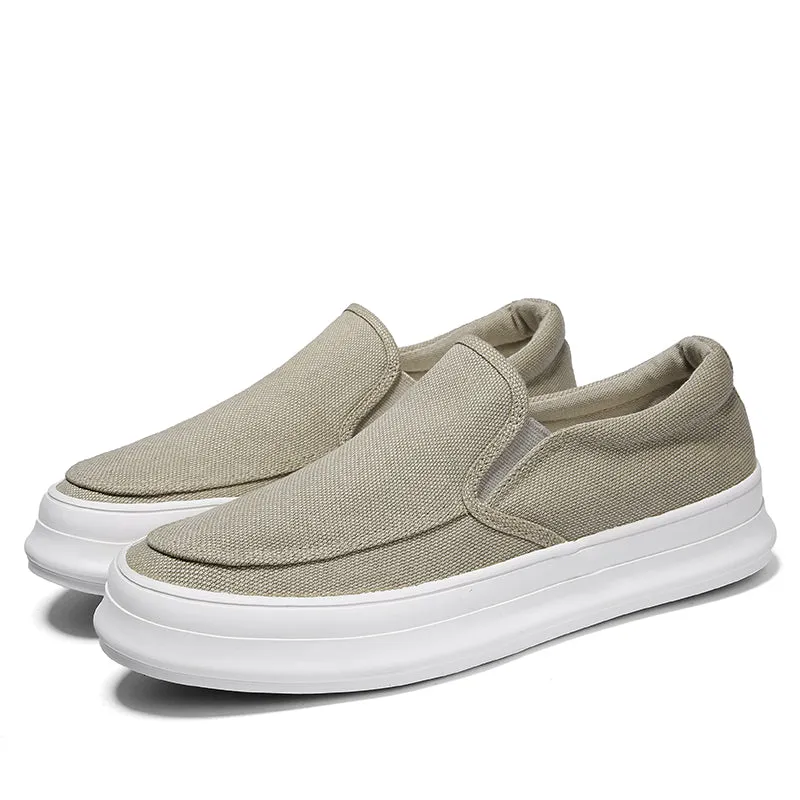 Casual Slip on Canvas Shoes Thick Bottom Loafers for Men | runandup
