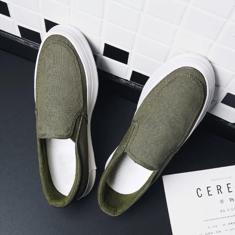 Casual Slip on Canvas Shoes Thick Bottom Loafers for Men | runandup