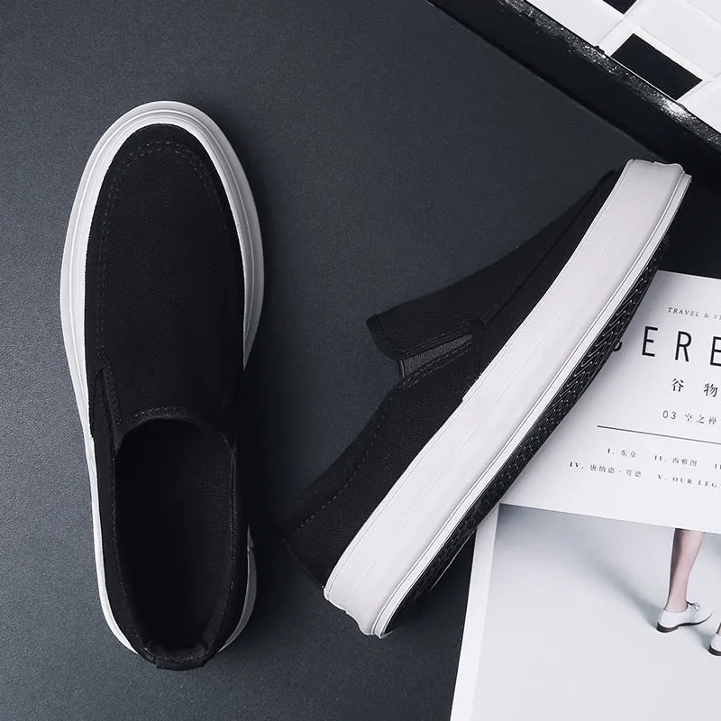 Casual Slip on Canvas Shoes Thick Bottom Loafers for Men | runandup
