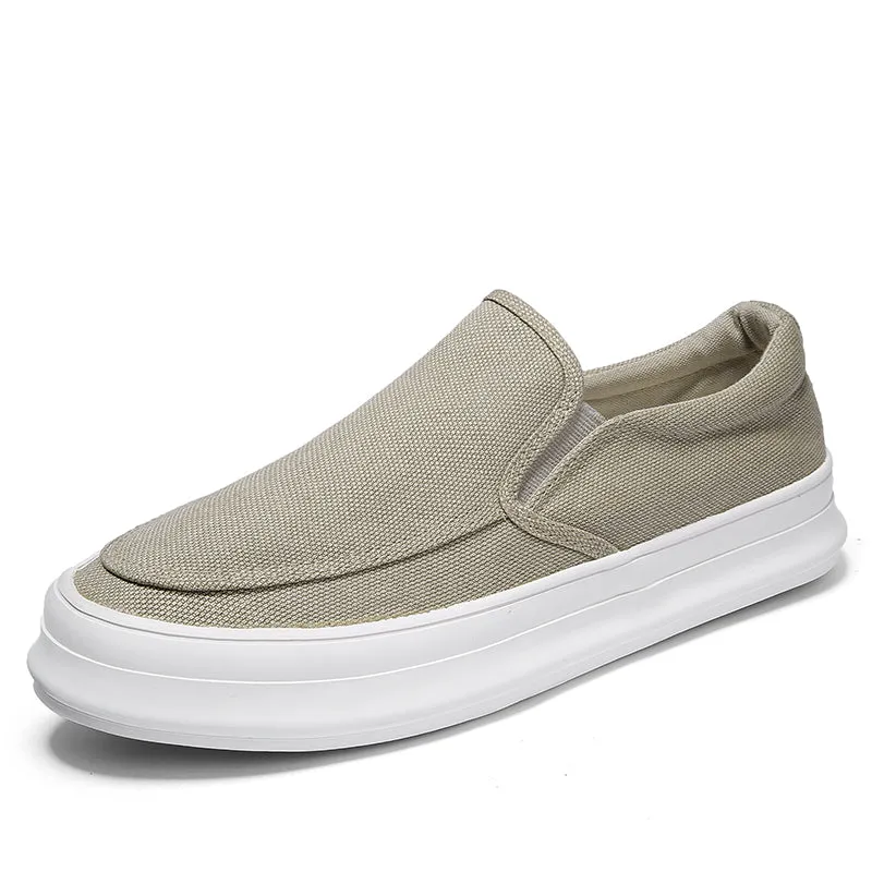 Casual Slip on Canvas Shoes Thick Bottom Loafers for Men | runandup