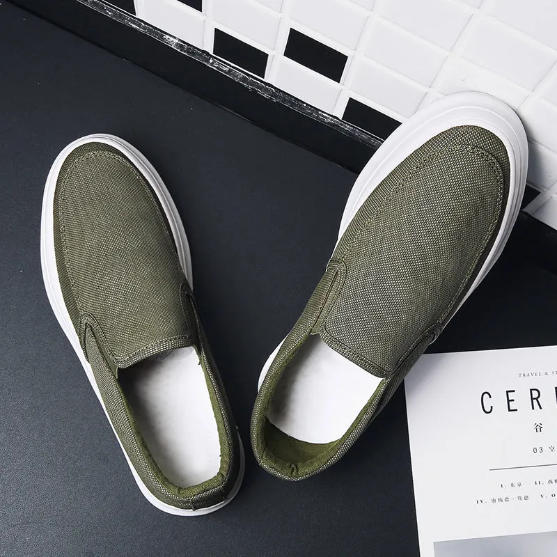 Casual Slip on Canvas Shoes Thick Bottom Loafers for Men | runandup