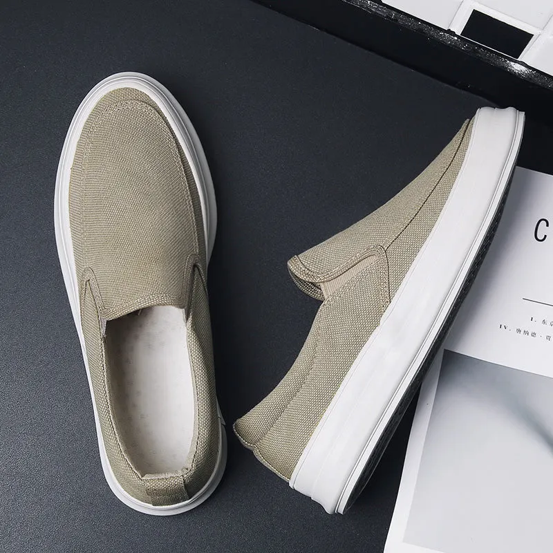 Casual Slip on Canvas Shoes Thick Bottom Loafers for Men | runandup