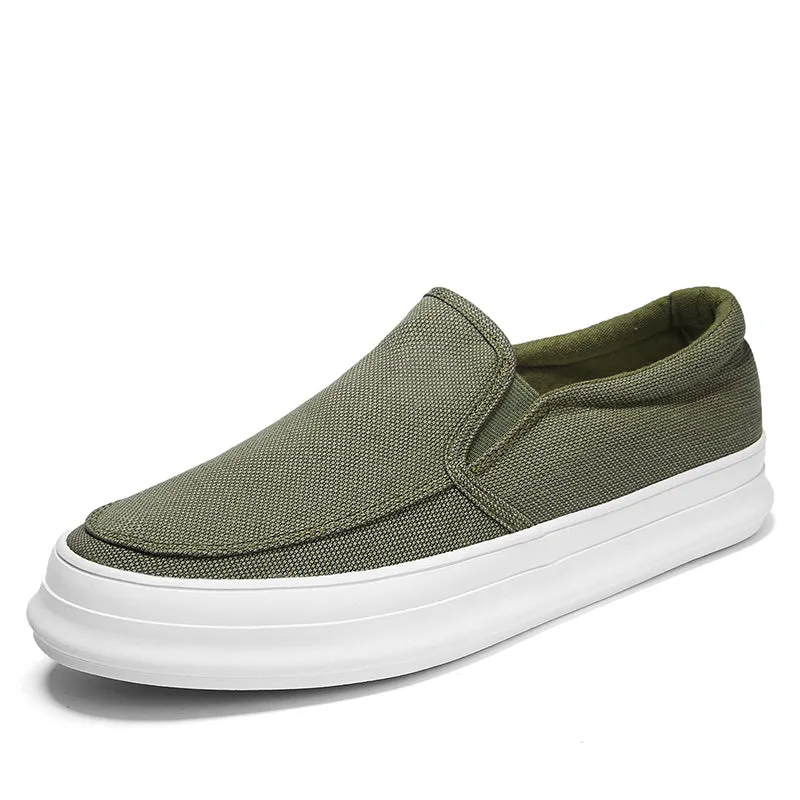 Casual Slip on Canvas Shoes Thick Bottom Loafers for Men | runandup