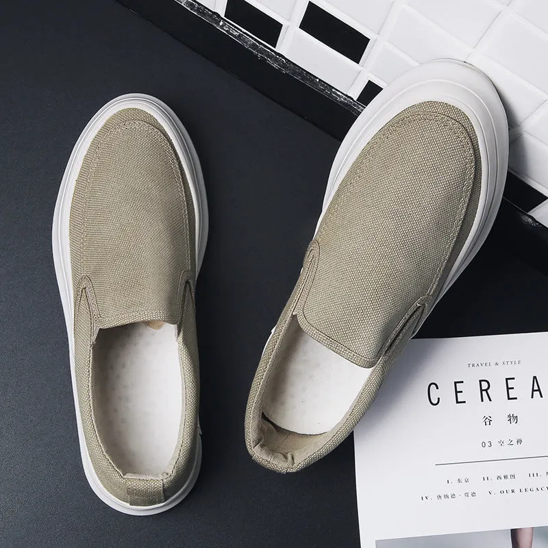 Casual Slip on Canvas Shoes Thick Bottom Loafers for Men | runandup