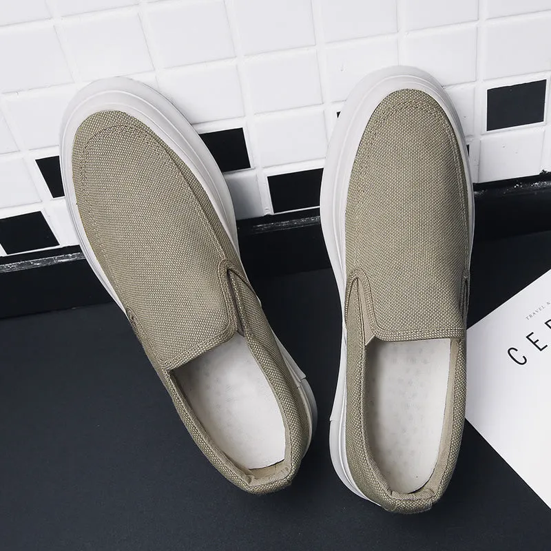 Casual Slip on Canvas Shoes Thick Bottom Loafers for Men | runandup