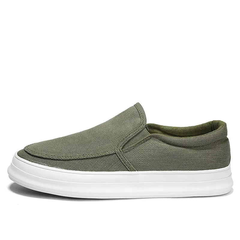 Casual Slip on Canvas Shoes Thick Bottom Loafers for Men | runandup