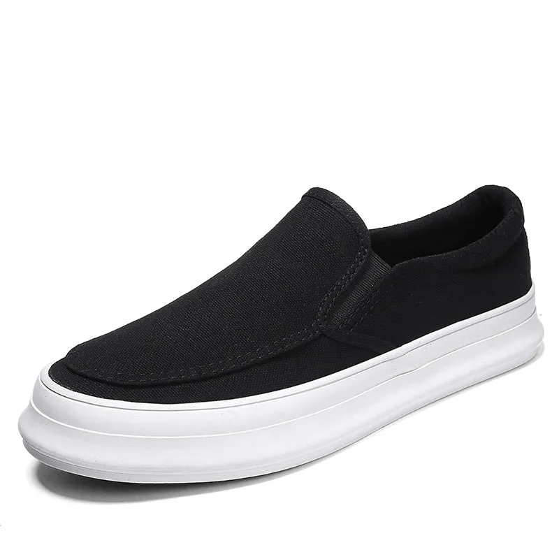 Casual Slip on Canvas Shoes Thick Bottom Loafers for Men | runandup