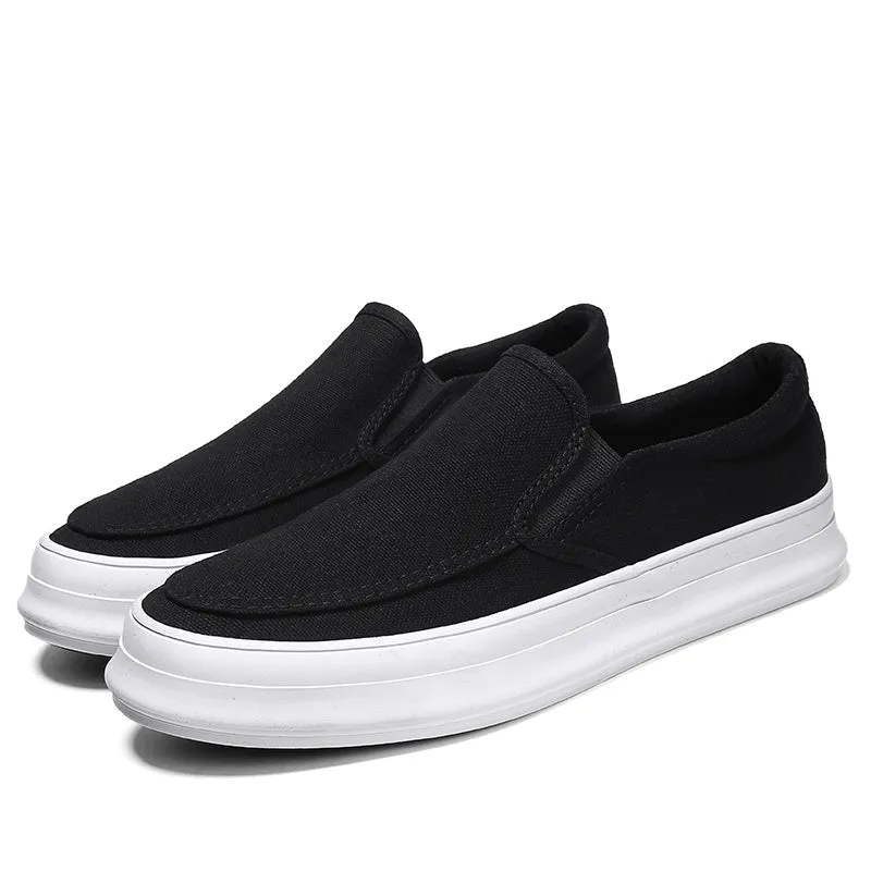 Casual Slip on Canvas Shoes Thick Bottom Loafers for Men | runandup