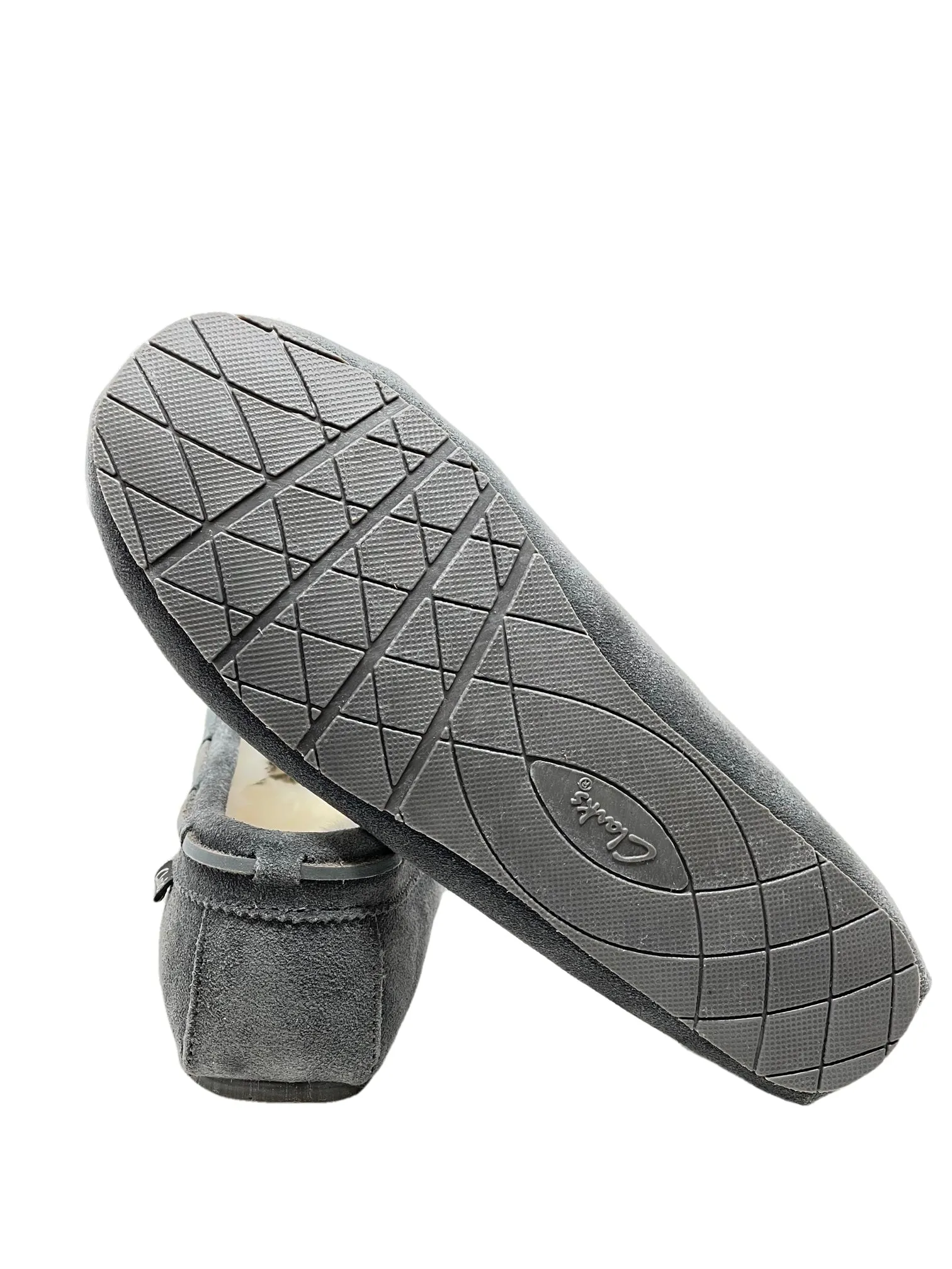 CLARKS Holly Indoor Outdoor Faux Fur Slippers Grey Crme (7, Grey Creme)