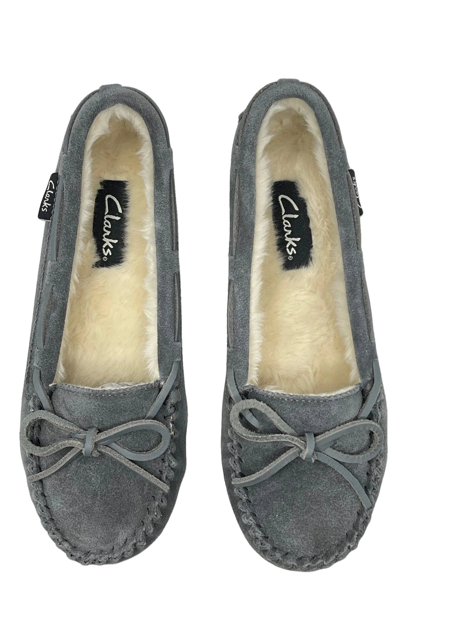 CLARKS Holly Indoor Outdoor Faux Fur Slippers Grey Crme (7, Grey Creme)