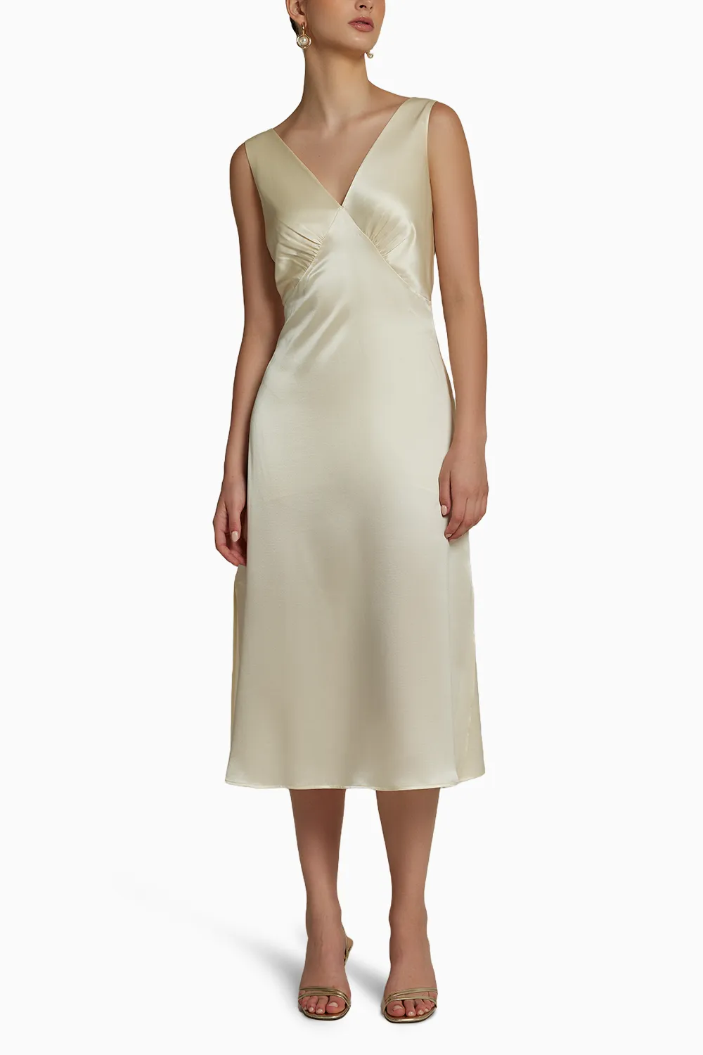 Cream Silk Slip Dress