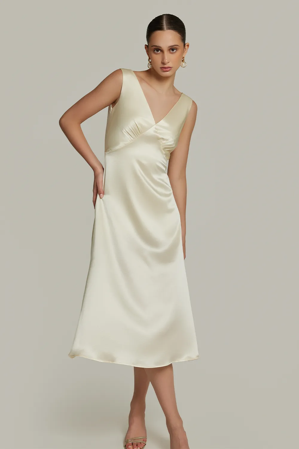 Cream Silk Slip Dress