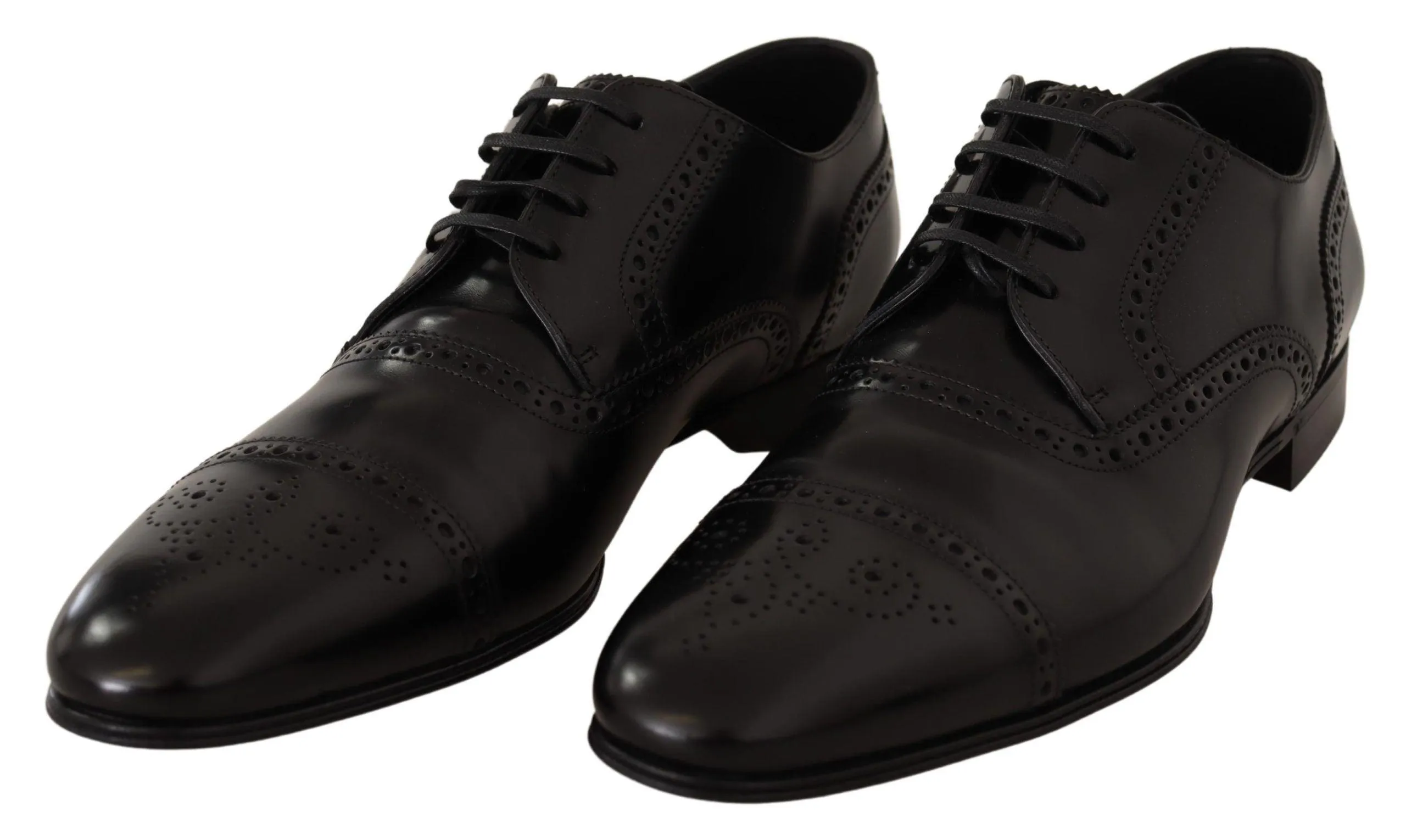 Dolce & Gabbana Black Leather Oxford Wingtip Formal Dress Shoes