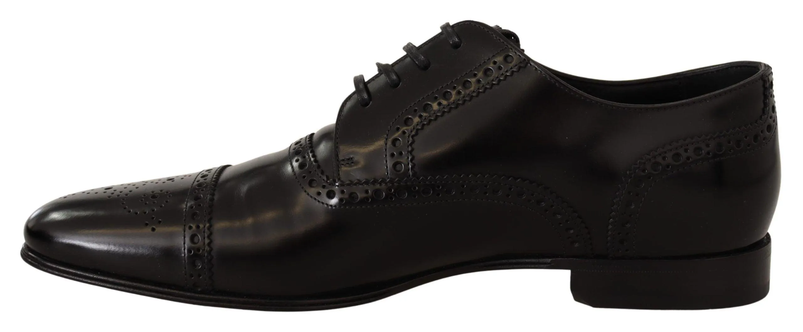 Dolce & Gabbana Black Leather Oxford Wingtip Formal Dress Shoes