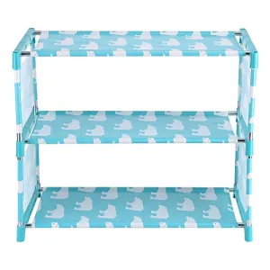 Fdit 3 Tier Stackable Shoe Shelves Portable Shoe Tower Closet Rack Storage Cabinet Boot Organizer Shoe Stand(Blue)