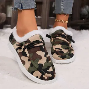 Fuzzy Camouflage Fall Shoes