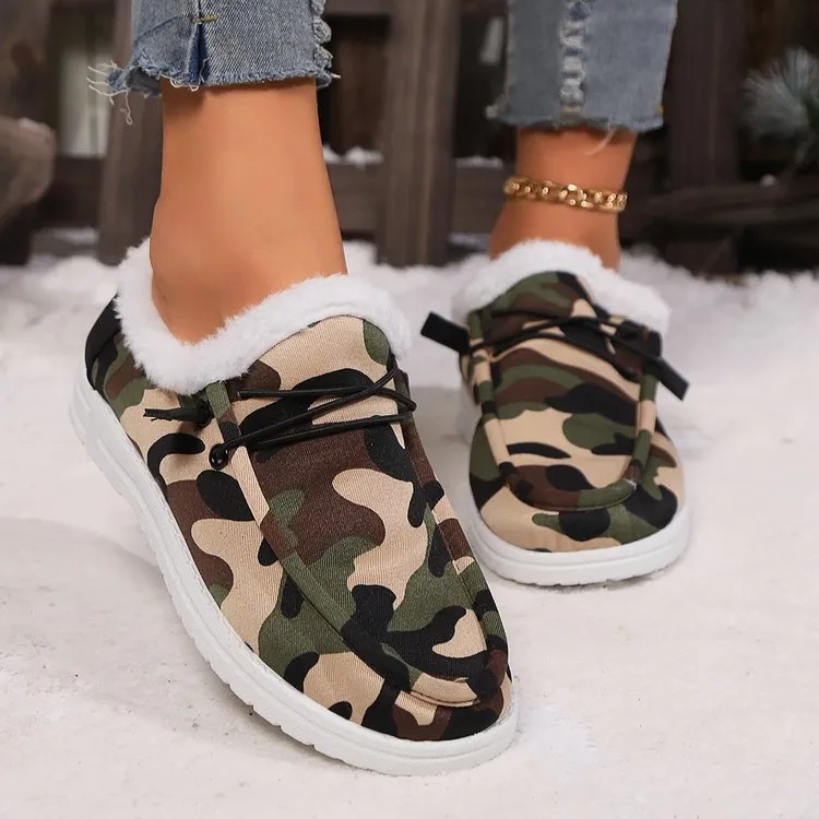 Fuzzy Camouflage Fall Shoes