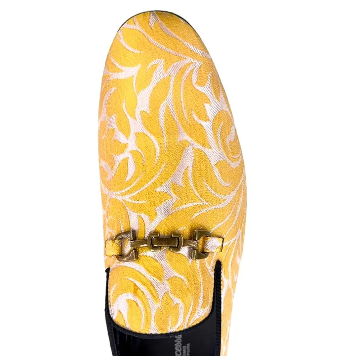 Gold Men's Paisley Slip-On Loafer Shoes Luxury Fashion Design SH-3620
