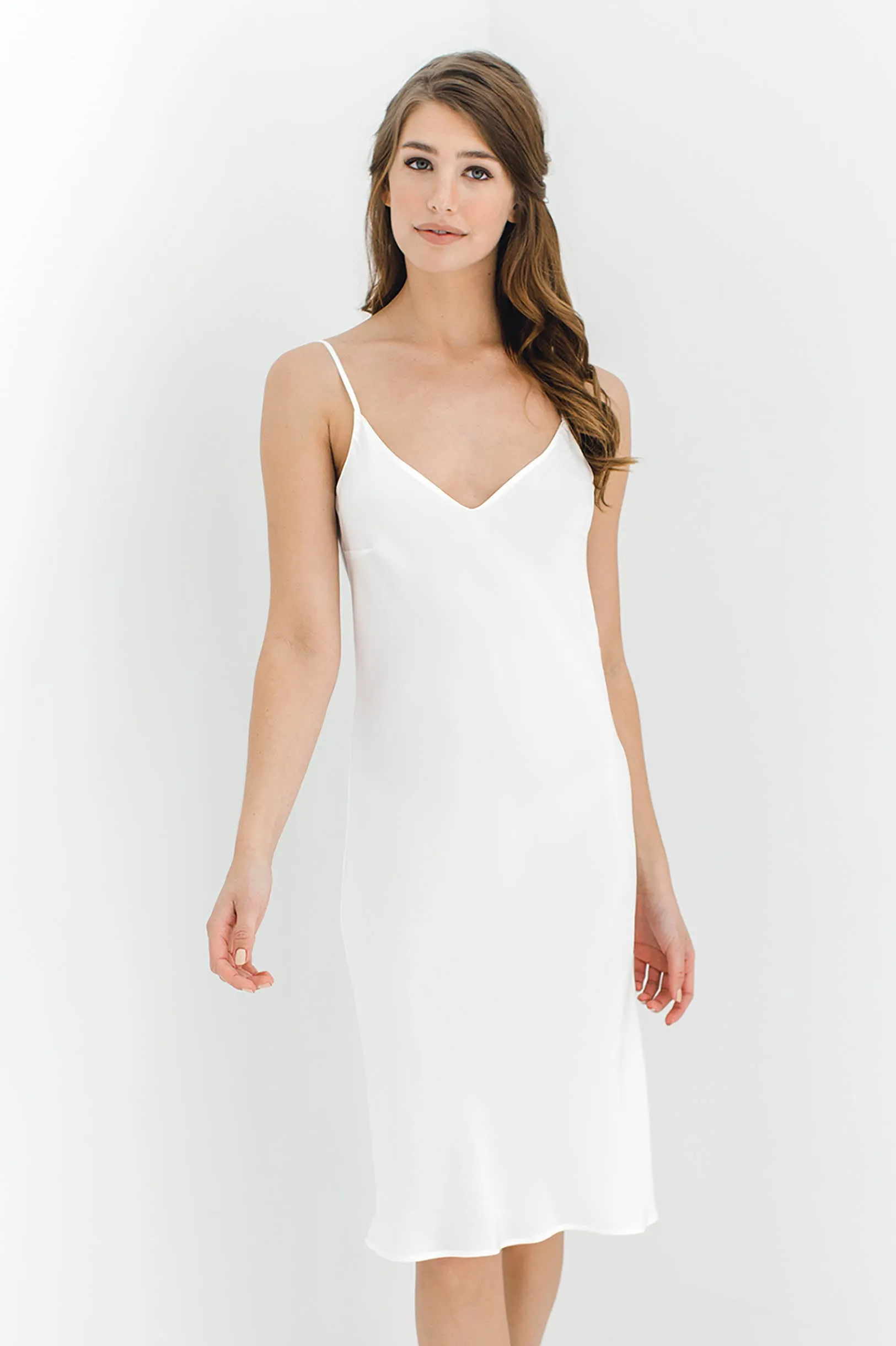 Heavenly Bias cut Midi Silk Slip in Ivory, Blush pink, Gold or Black