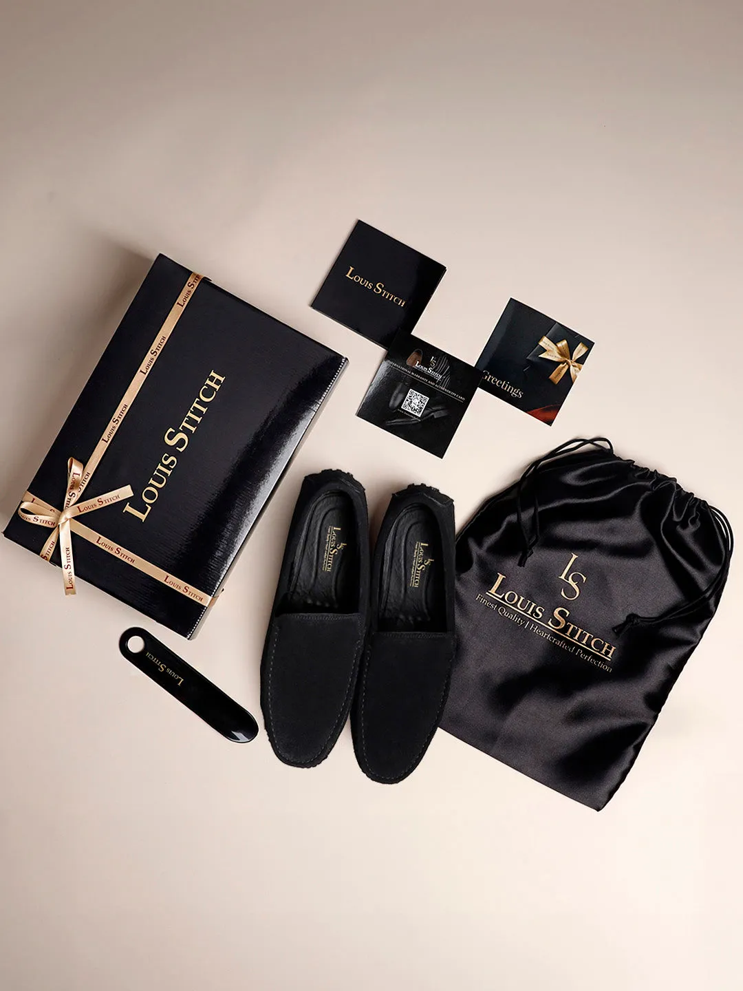 Jet Black Handmade Italian Suede Leather Slip-On Penny Loafers