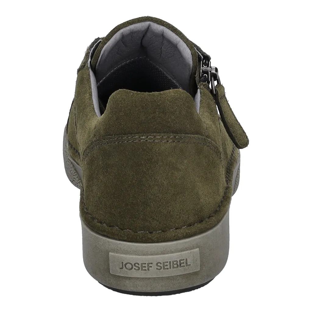Josef Seibel 69913 Claire 13 Ladies Moos Green Suede Arch Support Zip & Lace Trainers