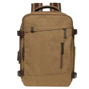 KAUKKO Thick Canvas Travel Backpack, Flight Approved Carry On Backpack with Shoe Pouch and 15.6 inch Laptop Compartment