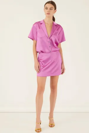 Kyle Satin Slip Mini Skirt in Magenta