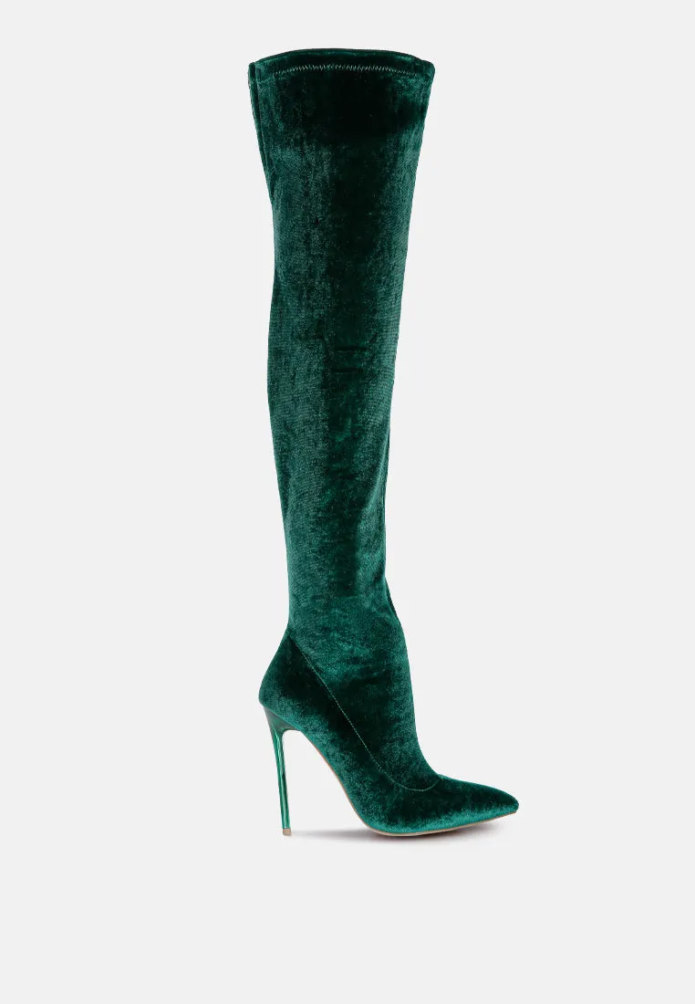 madman stretch velvet high heel boots