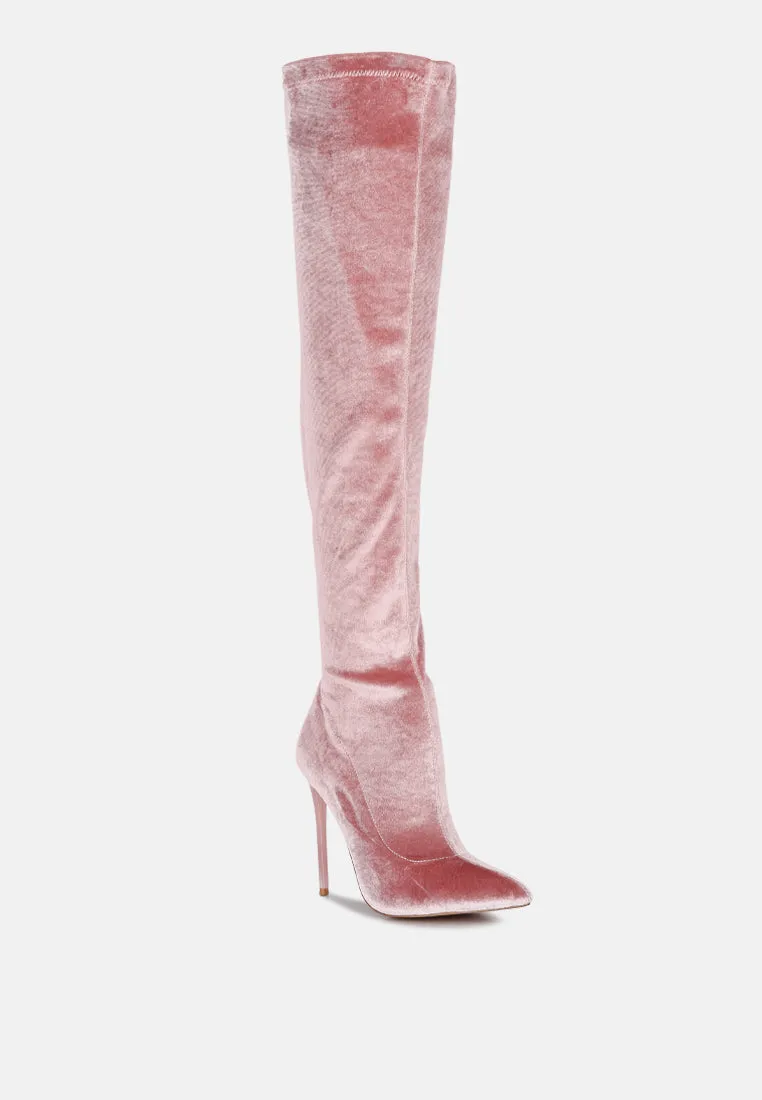 madman stretch velvet high heel boots
