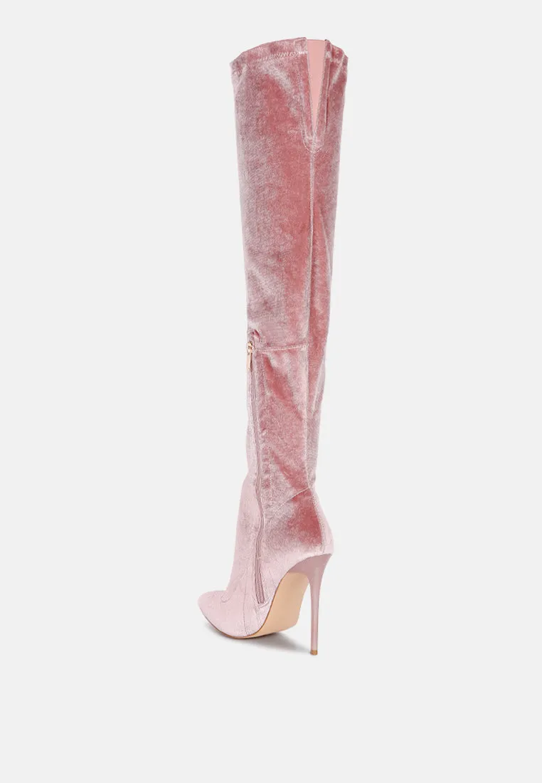 madman stretch velvet high heel boots