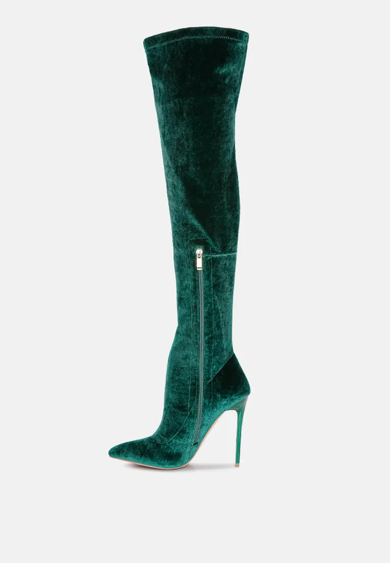 madman stretch velvet high heel boots