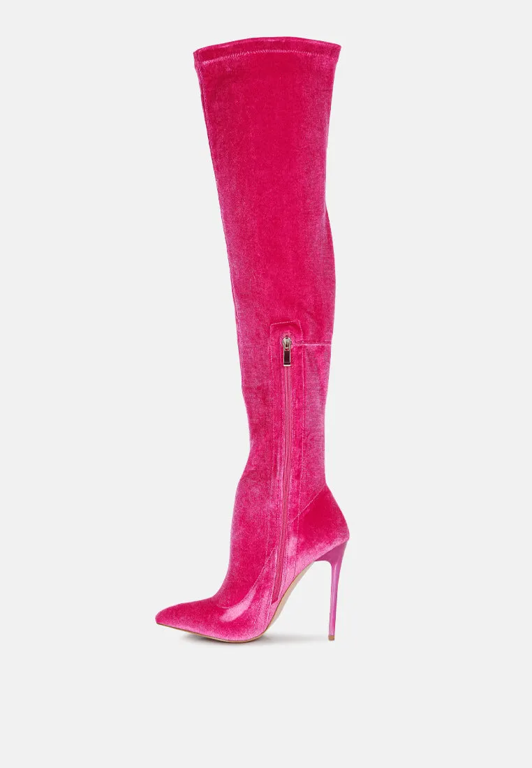 madman stretch velvet high heel boots