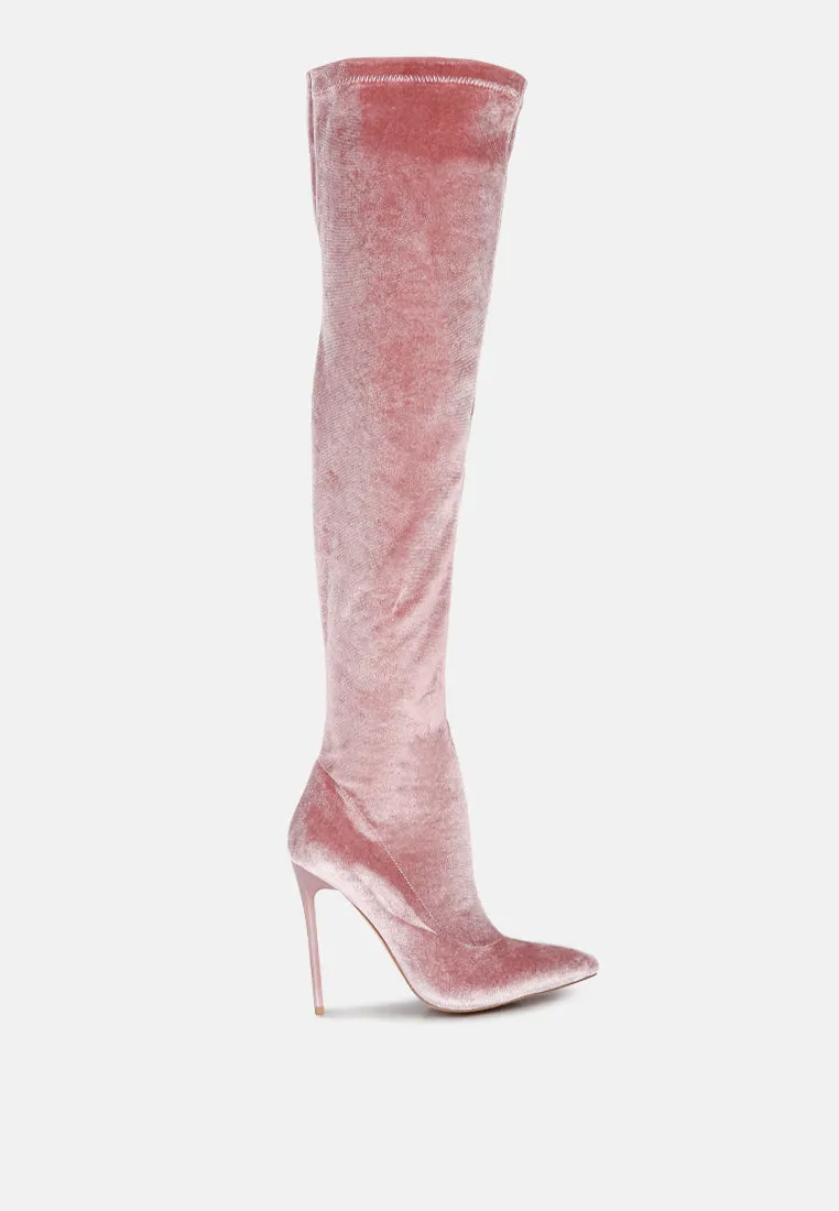 madman stretch velvet high heel boots